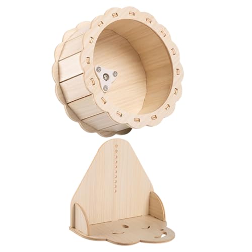 Abaodam Hamster Laufrad aus Holz Silent Hamster Wheel mit Wolkenständer Geräuscharmes Kleintier Laufrad Mäuse Rennmäuse und Chinchillas Langlebiges Haustierspielzeug für Bewegung von Abaodam