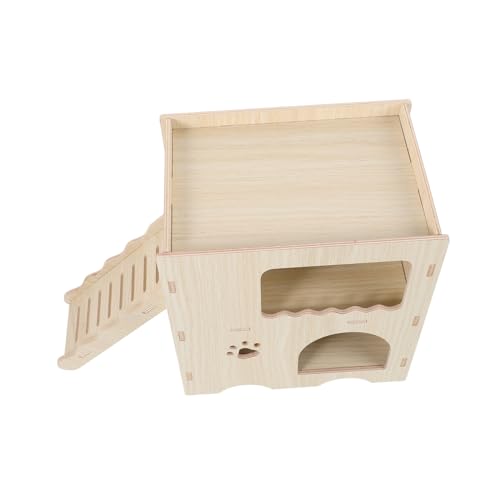 Abaodam Hamster Massivholzhaus Nest Häuser Gemütlich Verstecken Hütte Drinnen Leiter Hamsterhaus Versteckt Für Hamsterkäfige Röhren Klein Stall Hamsterspielzeug Beige von Abaodam