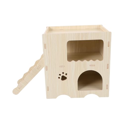 Abaodam Hamster Massivholzhaus Versteckt Leiter Für Hamsterkäfige Hamsterspielzeug Klein Verstecken Häuser Hamsterhaus Klettern Nest Röhren Hütte Drinnen Beige von Abaodam