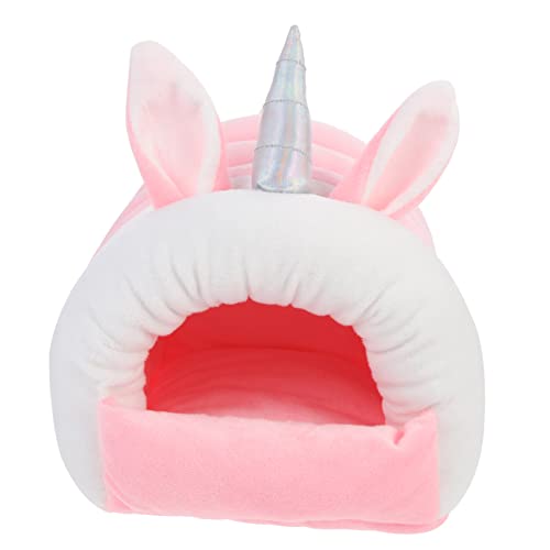 Abaodam Hamster Nest aus Weichem Material Windgeschützter Schlafplatz für Kleintiere Pinkes Einhorn Design für Meerschweinchen Ratten Igel und Hamster Gemütliches und Warmes Zuhause von Abaodam