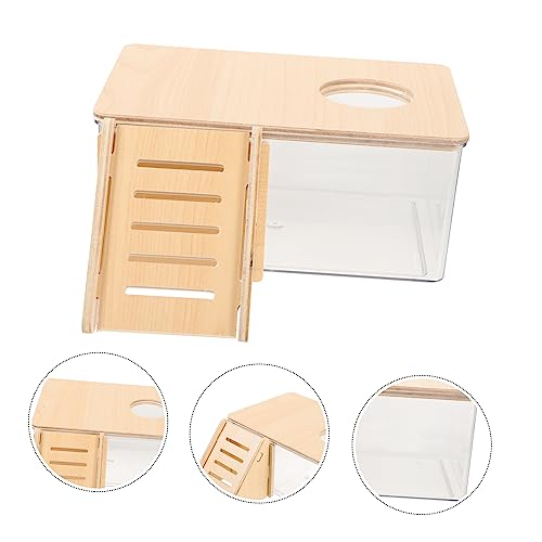 Abaodam Hamster Sandbad Box Transparent Leicht Zu Reinigen Mit Holzleiter Für Hamster Rennmäuse Und Mäuse Geeignet Als Sandbad Und Ruhebereich von Abaodam
