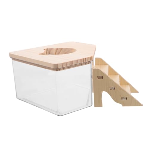 Abaodam Hamster Sandbadewanne aus Robustem Transparentem Multifunktionale Sanddusche mit Rampe für Kleine Haustiere Leicht zu Reinigen Sicher mit Glatten Kanten Teiliges für Sandbad und von Abaodam
