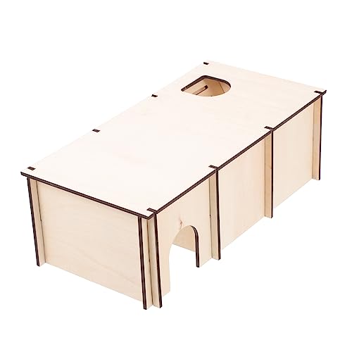 Abaodam Hamster Versteckhaus aus Holz Mehrkammer Nagerhaus für Hamster Chinchilla Meerschweinchen Komfortabler Schlaf und Spielplatz Sicheres Haustiernest für Ganzjahresgebrauch von Abaodam