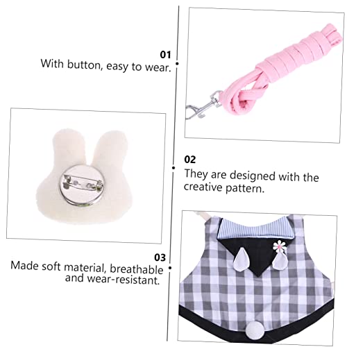 Abaodam Hamster und Kaninchen Geschirr Set mit Weste und Leine im Gentleman Stil Atmungsaktiv Haustier Outfit für Kleine Nagetiere Hut Haarspange und Tasche für und Alltag von Abaodam