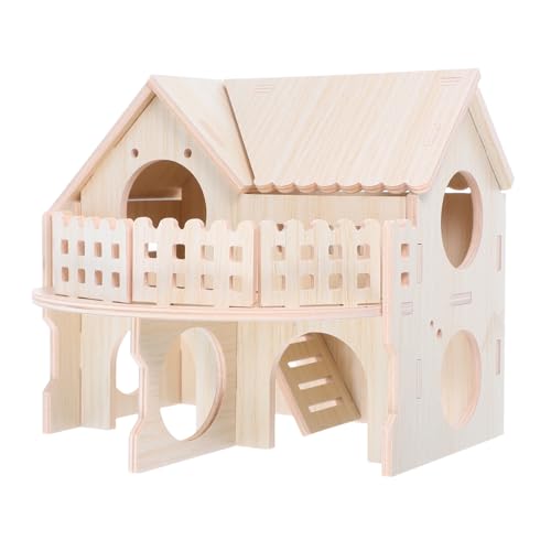 Abaodam Hamster Holzhaus Mit Doppelschichten Abnehmbares Hamsterversteck Für Aktive Tiere Geräumiger Spielplatz Für Hamster Und Kleintiere von Abaodam