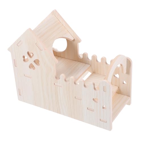 Abaodam Hamsterhütte Holz Rennmäuse Haus mit Fenster Hamster Versteck Käfig Zubehör Mäuse Ratten Kleintiere Holz Zwerg Rennmäuse Haus Hamsterhaus und Lebensraum Holz Khaki von Abaodam