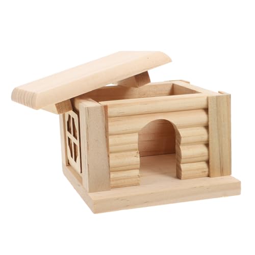 Abaodam Hamstersand Hamster Spielplatz Hamster Hamster Spielhaus Nager Holzhaus Hamsterwolle Chinchilla-Versteck Hasenversorgungen Ratten -Versteck Chinchilla-Hütte hölzern von Abaodam
