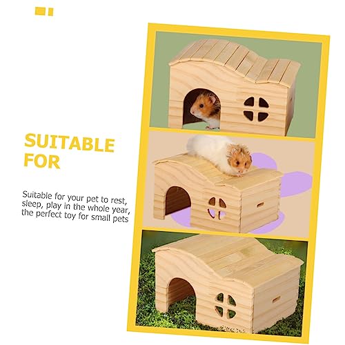 Abaodam Hamsterversteck Holzhaus für Kleintiere Robustes Nager Spielhaus aus Natürlichem Holz Nagersicherer Rückzugsort für Hamster Meerschweinchen und Mäuse Teilig Ausruhen von Abaodam