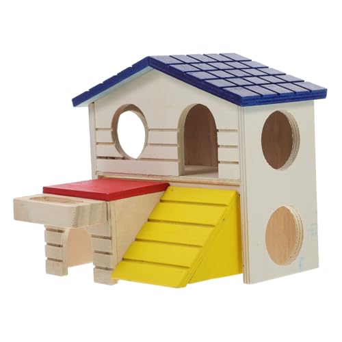 Abaodam Hamstervilla Hamster Spielplatz Hamster Holz Hamster Käfig Holz Hamster Versteck Hamster Villa mit Dach Hamster- Hamster Hängematte Haustier Kaninchenhütte hölzern von Abaodam