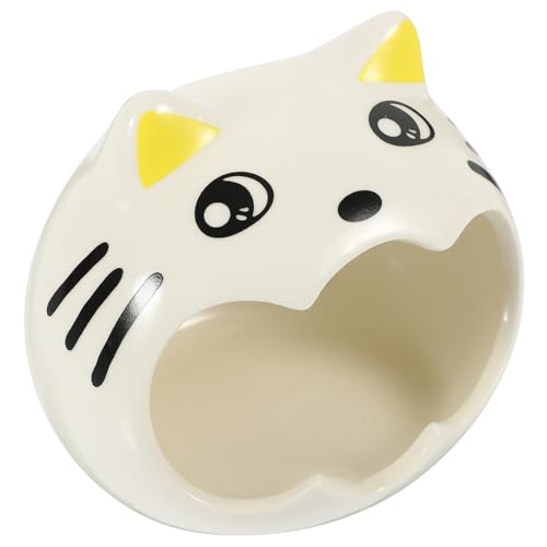 Abaodam Haustier Keramik Nest für Hamster und Chinchillas Kühlendes Niedliches Design Katzenform für Kleine Tiere Bietet Abkühlung und Spielspaß von Abaodam