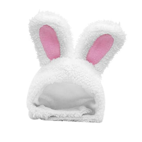 Abaodam Haustier Kopfbedeckung Hasenkostümzubehör Ostern Haustiermütze Kawaii-Hut Lustiger Hut Osterhasen-Kopfbedeckung Hut Für Kaninchen Partykostümzubehör Ostermützen Weiß Sherpa von Abaodam