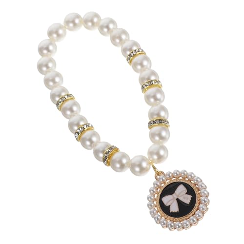 Abaodam Haustier-Perlen-Halskette, Haustierschmuck für Hunde, für mittelgroße Hunde, Perlen-Hundehalsband, große Rassen, Katzen-Halskette, Hundehalsband, Perlenhalsband, Blütenblatt-Halsband von Abaodam