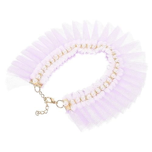 Abaodam Haustierhalsband Spitzenhalsband Perlenkette Spitzenbesatz Süße Accessoires Perlenhalsband Hundehalsband Dekor Verstellbares Halsband Für Katze Halskette Zubehör Polyester von Abaodam