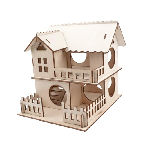 Abaodam Hölzerne Hamsterhütte Kreatives Doppelschicht für Hamster Natürliche Holzfarbe DIY Zubehör Große Eingänge für Optimale Belüftung für Kleine Haustiere Abaodam Hölzerne Hamsterhütte Kreatives Doppelschicht für Hamster Natürliche Holzfarbe DIY Zubehör Große Eingänge für Optimale Belüftung für Kleine Haustiere von Abaodam