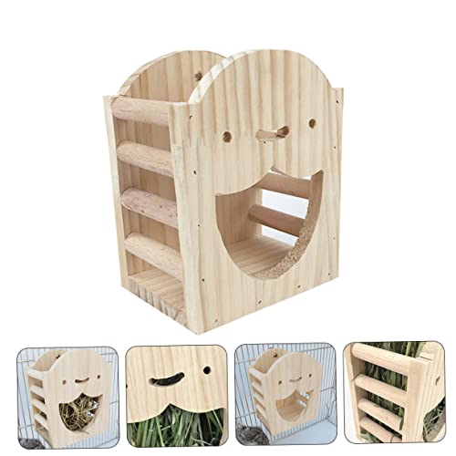 Abaodam Holz Futterhalter für Meerschweinchen und Kaninchen Wandmontierbare Heuraufe mit Fixator Saubere Futteraufbewahrung für Alfalfa und Gras Robustes Holzgestell für Kleintiere im von Abaodam