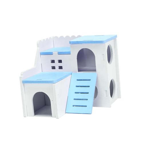 Abaodam Holz Hamsterhaus Doppelstöckiges Nest Versteck Spielhaus für Zwerghamster Haustier Holzhaus mit Rückzugsort und Spielbereich Blaue Farbe Sicher und Umweltfreundlich Abaodam Holz Hamsterhaus Doppelstöckiges Nest Versteck Spielhaus für Zwerghamster Haustier Holzhaus mit Rückzugsort und Spielbereich Blaue Farbe Sicher und Umweltfreundlich von Abaodam