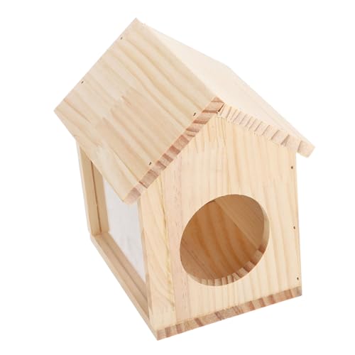 Abaodam Holz Hamsterhaus mit Futter und Wasserspender Transparente Versteckplattform für Zwerghamster und Kleine Abnehmbares Design für Einfache und Transport Stabile und Sichere Umgebung von Abaodam