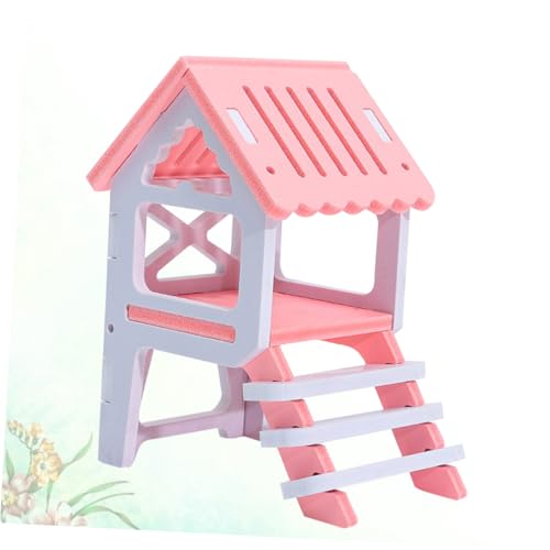 Abaodam Holz Hamsterhaus mit Spiel und Versteckfunktion Kleines Haustierhaus aus Sicherem Naturholz Geeignet für Hamster Mäuse und Kleintiere Farblich Sortiert Kreatives Zufällige Farbe von Abaodam