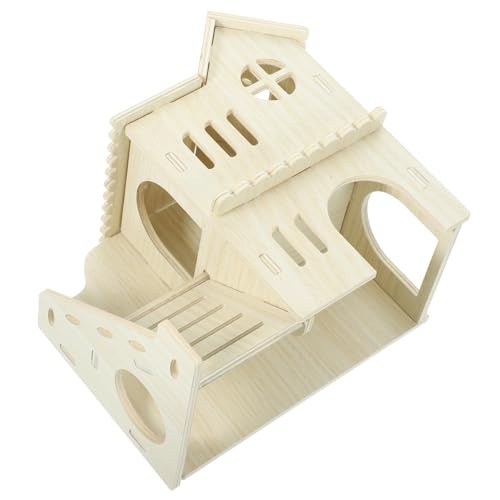 Abaodam Holz Hamsterversteck mit Rampe Mehrkammeriges Kleintierhaus für Meerschweinchen Nagetiere und Kaninchen Dekoratives Handgefertigtes Nest für Spielerisches Verstecken und Abaodam Holz Hamsterversteck mit Rampe Mehrkammeriges Kleintierhaus für Meerschweinchen Nagetiere und Kaninchen Dekoratives Handgefertigtes Nest für Spielerisches Verstecken und von Abaodam