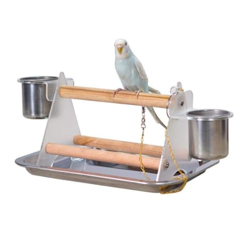Abaodam Holz Ständer für Papageien Kletterplattform mit Edelstahlschalen für Futter und Wasser für Wellensittiche Nymphensittiche und Ähnliche Vögel Abaodam Holz Ständer für Papageien Kletterplattform mit Edelstahlschalen für Futter und Wasser für Wellensittiche Nymphensittiche und Ähnliche Vögel von Abaodam