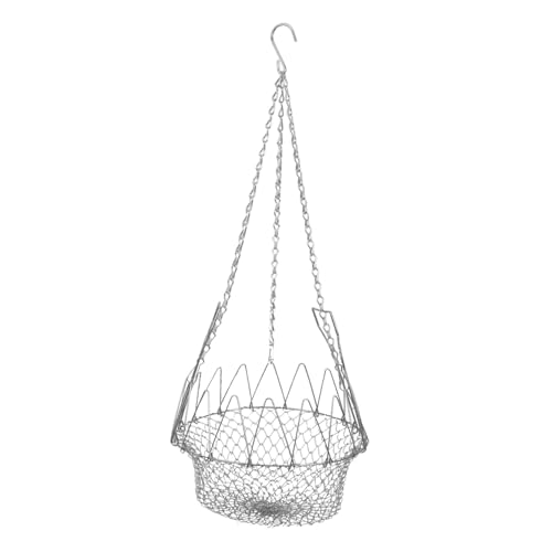 Abaodam Hühnerfutter Hängender Futterspenderhalter Kükenbehandlungsinhaber Fütterungskorb Hängen Hähnchenfutterautomat Hanging Treat Basket Feeder Feeder Silver Kettenmaterial: Eisen von Abaodam