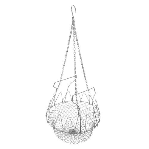 Abaodam Hühnerfutter Hängender Futterspenderhalter Praktischer Leckereikorb Hängender Futterkorb Hanging Treat Basket Feeder Feeder Hängender Kettenkorb Kettenmaterial: Eisen Silver von Abaodam