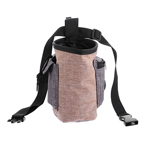 Abaodam Hund Snack Tasche Taille Hundetasche im Freien Trainingsbeutel für Welpen Leckerlibeutel für Hunde Trainingstasche gehen Hundebelohnungsbeutel Haustier-Gürteltasche Flachs Braun von Abaodam