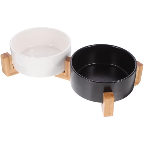 Abaodam Hunde- Und Katzennapf Aus Keramik Mit Holzständer Hundenäpfe Hundenapf-Set Glasur Beschwertes Futter- Und Wasserset Für Kleine Hunde Und Katzen Abaodam Hunde- Und Katzennapf Aus Keramik Mit Holzständer Hundenäpfe Hundenapf-Set Glasur Beschwertes Futter- Und Wasserset Für Kleine Hunde Und Katzen von Abaodam