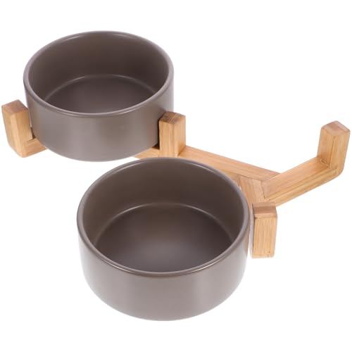 Abaodam Hunde- Und Katzennapf Aus Keramik Mit Holzständer Hundenäpfe Hundenapf-Set Glasur Gewichtetes Futter- Und Wasserset Für Kleine Hunde Und Katzen Abaodam Hunde- Und Katzennapf Aus Keramik Mit Holzständer Hundenäpfe Hundenapf-Set Glasur Gewichtetes Futter- Und Wasserset Für Kleine Hunde Und Katzen von Abaodam