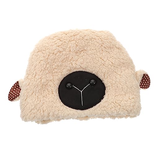 Abaodam Hut Mit Lammohren Kappe Plüschmütze Haustier Maske Hut Winter Hund Schaf Mütze Kopfbedeckung Heiser Hase Kaninchen Plüsch Wintermütze Für Züchten Lamm Ziege Sherpa Beige von Abaodam