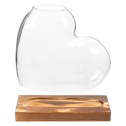 Abaodam Hydroponische Vase Fensterausbreitungsstationen Vermehrungsgefäße Desktop-vermehrungsstation Vermehrungsstand Pflanzenterrarium Bodenvase Aus Holz Terrarienschale Transparent Glas von Abaodam