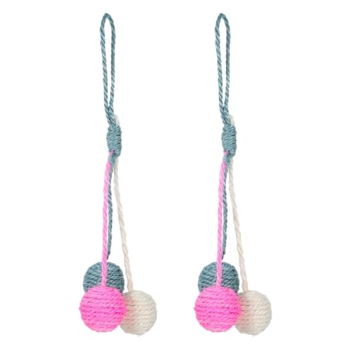 Abaodam Interaktives Sisal-Katzenball-Spielzeug zum Aufhängen, für den Innenbereich, interaktives Spielzeug für Zuhause, Kätzchen, Jagd, bunte Bälle für Kätzchen, interaktives Spielzeug, 2 Stück von Abaodam