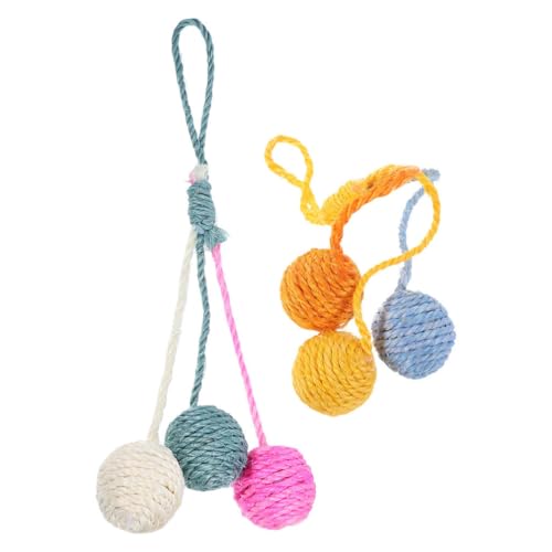 Abaodam Interaktives Sisal-Katzenball-Spielzeug zum Aufhängen, für den Innenbereich, interaktives Spielzeug für Zuhause, Kätzchen, Jagd, bunte Bälle für Kätzchen, interaktives Spielzeug, 2 Stück von Abaodam