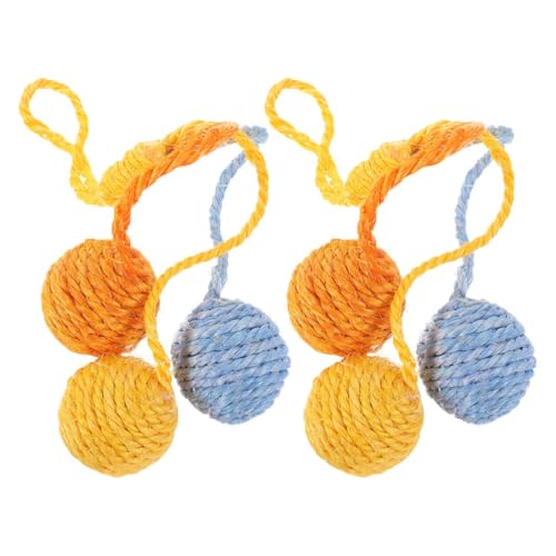 Abaodam Interaktives Sisal-Katzenball-Spielzeug zum Aufhängen, für den Innenbereich, interaktives Spielzeug für Zuhause, Kätzchen, Jagd, bunte Bälle für Kätzchen, interaktives Spielzeug, 2 Stück von Abaodam