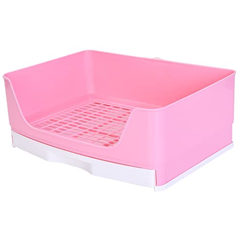 Abaodam Kasten Kaninchentoilette Für Drinnen Saugfähig Liner Wurf Hase Mülleimer Haustiere Meerschweinchen Frettchen -Toilette Haustier-trainingstöpfchen Kleines Tiertöpfchen Rosa Plastik von Abaodam