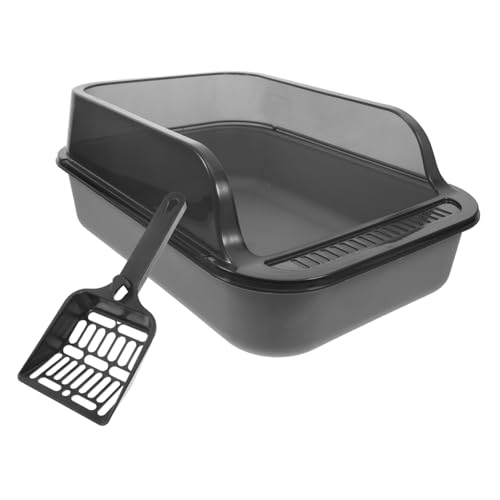 Abaodam Kasten Katzentoilette katzenstreu Litterbox Katzenboxen für Wohnungskatzen Brisenstreupellets Katzenklo Katzenhängematte Katzenpfanne Abs Dark Grey von Abaodam