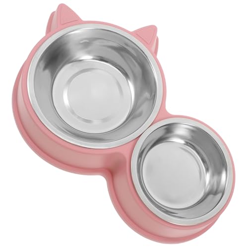 Abaodam Katzen- Und Hundenapf Hundenäpfe Aus Metall Hund Wassernapf Hündchenschüsseln Hundenapf Aus Metall Isolierter Hundenapf Wasserschale Aus Edelstahl Welpenwasserschale PVC Rosa von Abaodam