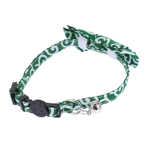Abaodam Katzenhalsband reflektierend Haustier Katze Körperpflege Glockenhalsband für Katzen Welpen Kätzchenkragen mit Schleife kleines Kätzchenhalsband mit Glöckchen Tuch Grün von Abaodam