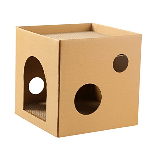 Abaodam Katzenhaus Kratzbrett Halbgeschlossenes Katzennest mit Kratzpad Kreatives Design für Katzen Langlebiges und Sicheres Material Kratzen von Abaodam