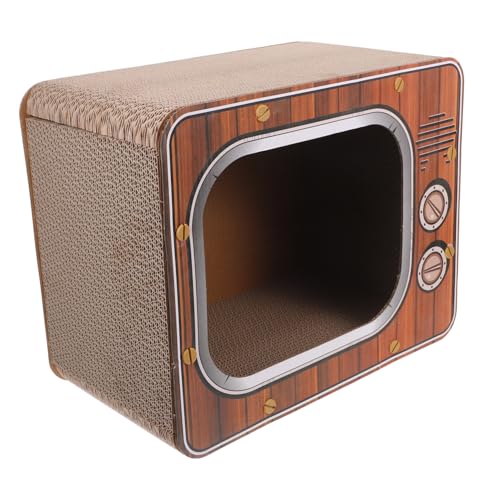 Abaodam Katzenhaus aus Pappe Quadratisches Kratzmöbel für Katzen Gemütliches Katzenbett für Drinnen Funktionale und Verspielte Kratzbox im Tv Design für Katzen von Abaodam