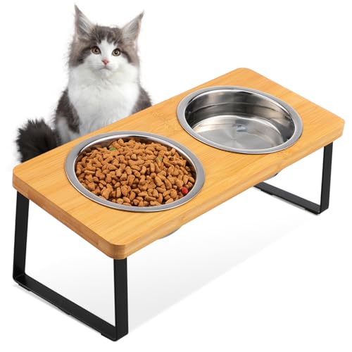Abaodam Katzennapf Aus Edelstahl Erhöhte Futternäpfe Für Haustiere Katzenfutter Erhöht Erhöhter Katzennapf Erhöhte Wasserschale Erhöhter Futternapf Für Katzen Light Brown Rostfreier Stahl von Abaodam