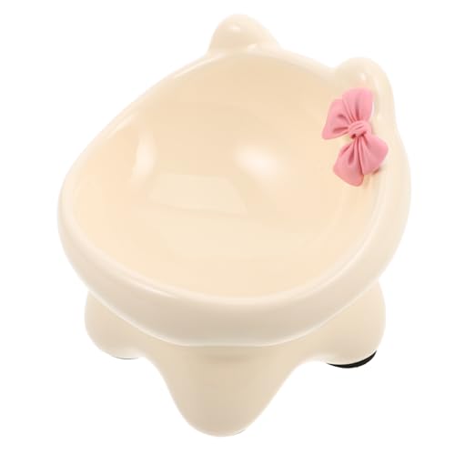 Abaodam Katzennapf Geneigter Tierfutternapf Kleine Hundefutterschalen Hundenapf Kleine Hundenäpfe Erhöhte Katzenschale Wasserspender Für Welpen Fressnäpfe Katze Katzenfutter Beige Keramik von Abaodam