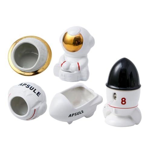 Abaodam Keramik Hamster mit Astronaut Trinkflasche und Weltraum Badewanne Teiliges Hamsterversteck Nest Langlebiges Keramik Haustierbad Kreatives Hamster Ornament für Kleine Haustiere von Abaodam