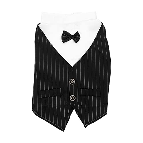 Abaodam Kleidung für Haustiere Hundeanzug Rock Haustier formeller Verschleiß Zeigen hochzeitskleid Hundekleid Hochzeitsanzug für Hunde Welpe Smoking Polyester Black von Abaodam