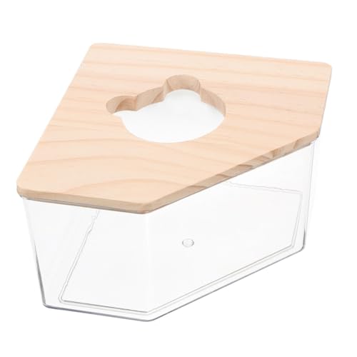 Abaodam Kleines Hamster Sandbad aus Transparentem mit Holzdeckel und Lüftungsloch Stabiles Langlebiges Sandbad Behältnis für Kleine Haustiere Geeignet als Sandkasten und Hamsterzubehör von Abaodam