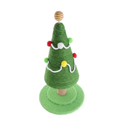 Abaodam Kratzbaum Weihnachtsbaum aus Natürlichem Sisal Hoch Stabiler Katzen Kratzbaum mit Bunten Pompoms Vertikaler Kratzpfosten für Aktives und Möbel Schutz Geeignet für Mehrere Katzen von Abaodam