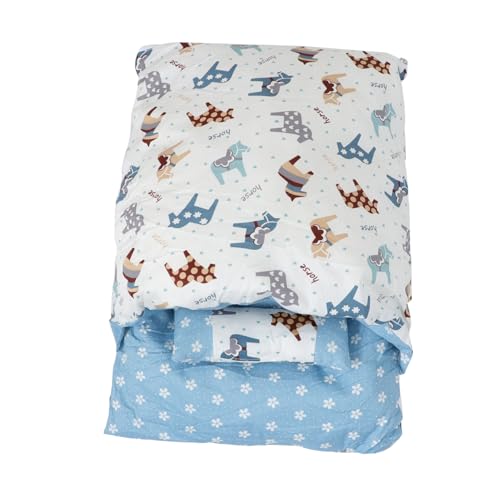 Abaodam Kuscheliges Katzen Schlafsack Blau mit Cartoon Pferd Motiv Warmes Abnehmbares und Waschbares Haustier Kissen für Drinnen und Unterwegs Komfortables Nest für Katzen und Kleine von Abaodam