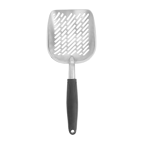 Abaodam Metall Katzenstreu Schaufel Blau mit Langem Griff Robust und Rostfrei Ergonomisch Geformt für Einfache Aller Katzenstreuarten für Ecken und Große Komfortabler Griff für von Abaodam