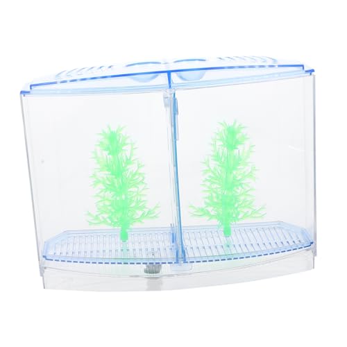 Abaodam Mini Aquarium Doppelkammer Transparent mit LED Beleuchtung Kleines Zuchtbecken für Goldfische Einfach zu Reinigen Dekoratives Mini Fischbecken für Wohnzimmer und Schreibtisch von Abaodam