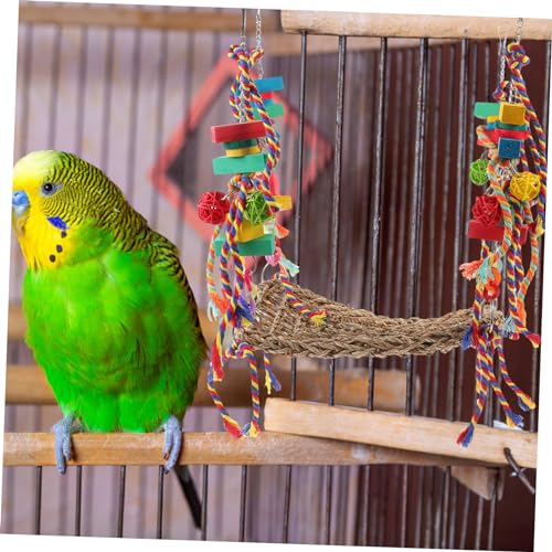 Abaodam Papageien Hängeschaukel Kauspielzeug aus Langlebigem Material Kletternetz Vogel Hängematte für Mittlere und Große Vögel Fördert Bewegung und Beschäftigung für Vogelkäfig Zubehör von Abaodam
